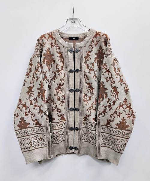 HARE（ハレ）の「メタルボタンダマスクニットカーディガン(HARE)（カーディガン/ボレロ・メンズ・グレー/グリーン/ブラック/グレー系その他・FREE）」の3枚目の写真