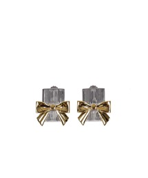 BOW-ADORNED SQUARE STUD EARRINGS