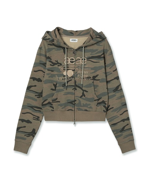 WEB LOGO CROP HOOD ZIP UP（パーカー）｜aeae
