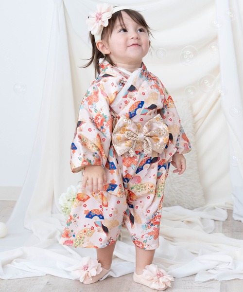 SweetMommy（スウィートマミー）の「3WAY ちりめん　2ピースベビー着物　[ひな祭り] [お誕生日 記念日 お食い初め お宮参り 七五三]（着物・キッズ・オレンジ・90/80/50-70）」の19枚目の写真