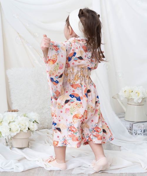 SweetMommy（スウィートマミー）の「3WAY ちりめん　2ピースベビー着物　[ひな祭り] [お誕生日 記念日 お食い初め お宮参り 七五三]（着物・キッズ・オレンジ・90/80/50-70）」の20枚目の写真