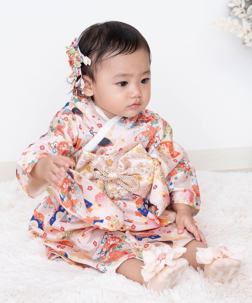 SweetMommy（スウィートマミー）の「3WAY ちりめん　2ピースベビー着物　[ひな祭り] [お誕生日 記念日 お食い初め お宮参り 七五三]（着物・キッズ・オレンジ・90/80/50-70）」の13枚目の写真