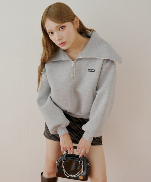 セール】ハーフジップルーズスウェット（Tシャツ/カットソー）｜Chico