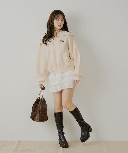 セール】ハーフジップルーズスウェット（Tシャツ/カットソー）｜Chico