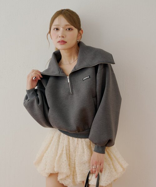 セール】ハーフジップルーズスウェット（Tシャツ/カットソー）｜Chico