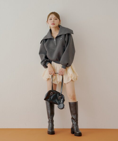 チヨコ⭐ セール】ハーフジップルーズスウェット（Tシャツ/カットソー）｜Chico