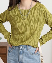 mitis（ミティス）の「mitis ウェーブジャガード クルーネックロンT（Tシャツ/カットソー）」