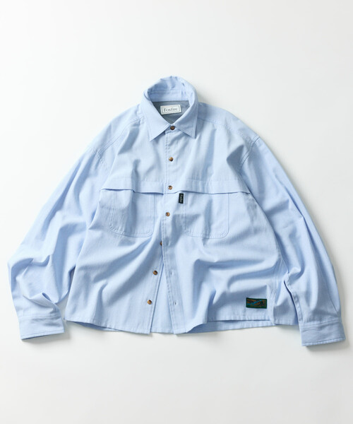 Foxfire（フォックスファイヤー）の「Foxfire/フォックスファイヤー 別注 オックスフォード クロップド フィッシングポケット ロングスリーブシャツ（シャツ/ブラウス・メンズ・その他13/ライトグレー/ブルー・LARGE/MEDIUM）」の3枚目の写真