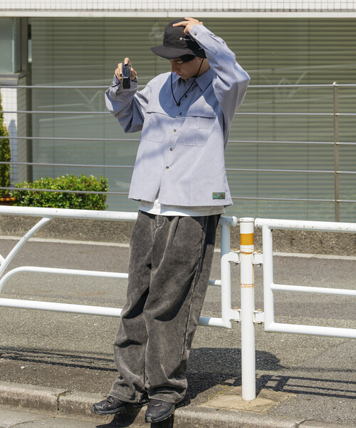 Foxfire（フォックスファイヤー）の「Foxfire/フォックスファイヤー 別注 オックスフォード クロップド フィッシングポケット ロングスリーブシャツ（シャツ/ブラウス・メンズ・その他13/ライトグレー/ブルー・LARGE/MEDIUM）」の8枚目の写真