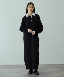 VICKY | シャツポロカラーニットワンピース≪手洗い可能≫(ワンピース)