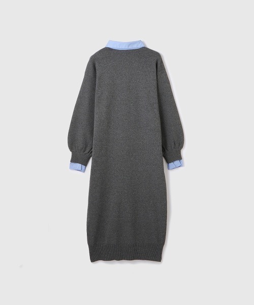 VICKY（ビッキー）の「シャツポロカラーニットワンピース≪手洗い可能≫（ワンピース・レディース・ブラック/ダークグレー・M）」の4枚目の写真