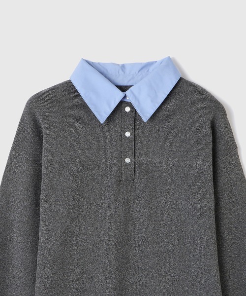 VICKY（ビッキー）の「シャツポロカラーニットワンピース≪手洗い可能≫（ワンピース・レディース・ブラック/ダークグレー・M）」の5枚目の写真