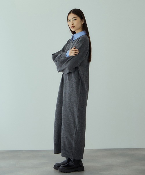 VICKY（ビッキー）の「シャツポロカラーニットワンピース≪手洗い可能≫（ワンピース・レディース・ブラック/ダークグレー・M）」の15枚目の写真