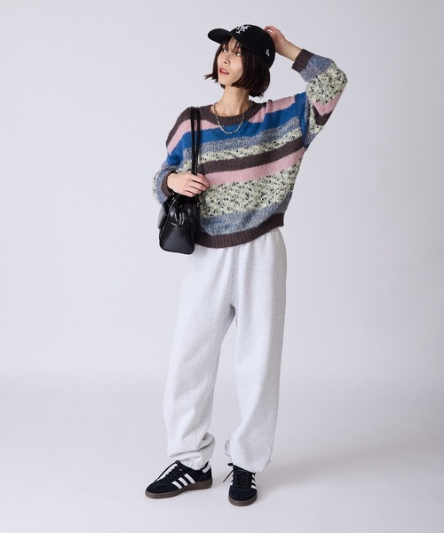 AO2（アオズ）の「Multi-Border Design Crew Neck Knit / マルチボーダーデザイン クルーネックデザインニット（ニット/セーター・レディース・アイボリー/グレー系/ブラウン系・FREE）」の22枚目の写真