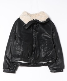 SOLLON.（ソルロン）の「ボア衿マットPUブルゾン（ブルゾン）」