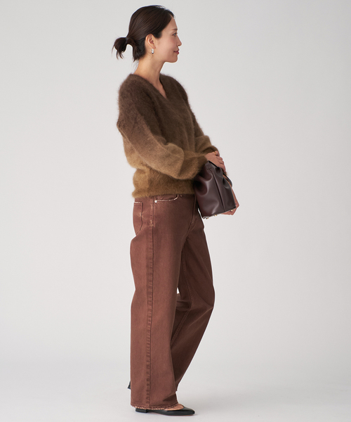 enrica(エンリカ)の「ENRICA エンリカ Vネックプルオーバー Gradation KNIT241(ニット/セーター・レディース・キャメル・FREE)」の8枚目の写真
