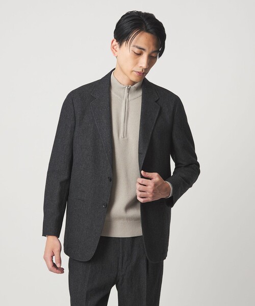 gim（ジム）の「＜gim＞25F H/MLN ハーフジップ プルオーバー ニット -ウォッシャブル-（ニット/セーター・メンズ・ブラック/ライトグレー・M/L）」の4枚目の写真