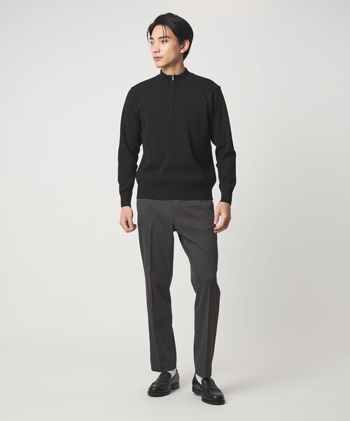gim（ジム）の「＜gim＞25F H/MLN ハーフジップ プルオーバー ニット -ウォッシャブル-（ニット/セーター・メンズ・ブラック/ライトグレー・M/L）」の6枚目の写真