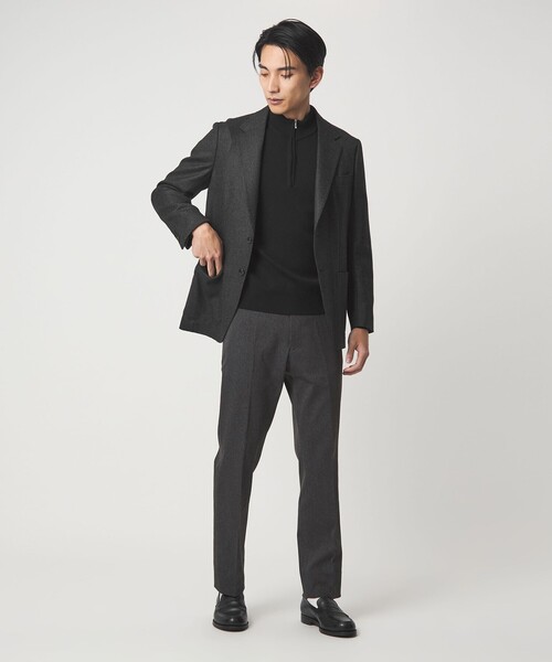 gim（ジム）の「＜gim＞25F H/MLN ハーフジップ プルオーバー ニット -ウォッシャブル-（ニット/セーター・メンズ・ブラック/ライトグレー・M/L）」の8枚目の写真