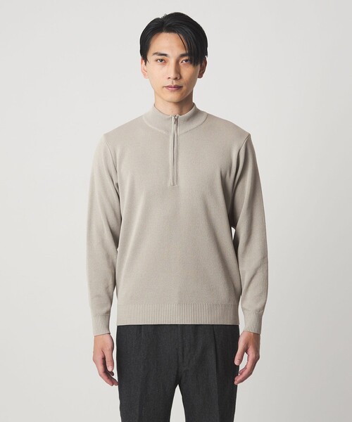 gim（ジム）の「＜gim＞25F H/MLN ハーフジップ プルオーバー ニット -ウォッシャブル-（ニット/セーター・メンズ・ブラック/ライトグレー・M/L）」の9枚目の写真