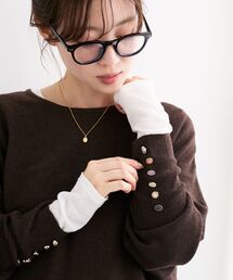 le.coeur blanc | 《手洗い可能》ジュエリーボタンスリーブニット(ニット/セーター)