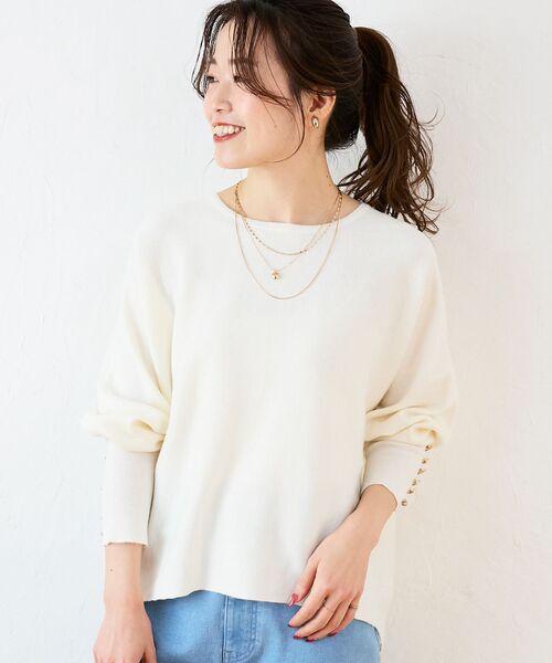 le.coeur blanc(ルクールブラン)の「《手洗い可能》ジュエリーボタンスリーブニット(ニット/セーター・レディース・アイボリー/グレー/レッド系その他/ダークブラウン/ライトグレー/ブラック/イエロー・38)」の17枚目の写真