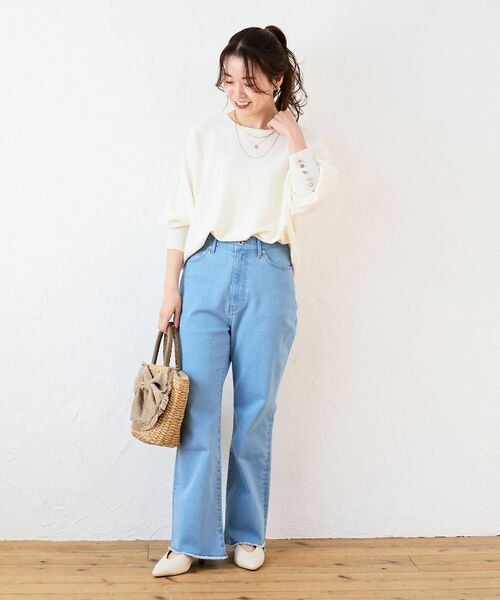 le.coeur blanc(ルクールブラン)の「《手洗い可能》ジュエリーボタンスリーブニット(ニット/セーター・レディース・アイボリー/グレー/レッド系その他/ダークブラウン/ライトグレー/ブラック/イエロー・38)」の21枚目の写真