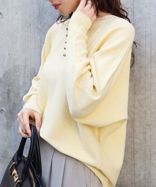 セール】ジュエリーボタンスリーブニット（ニット/セーター）｜le