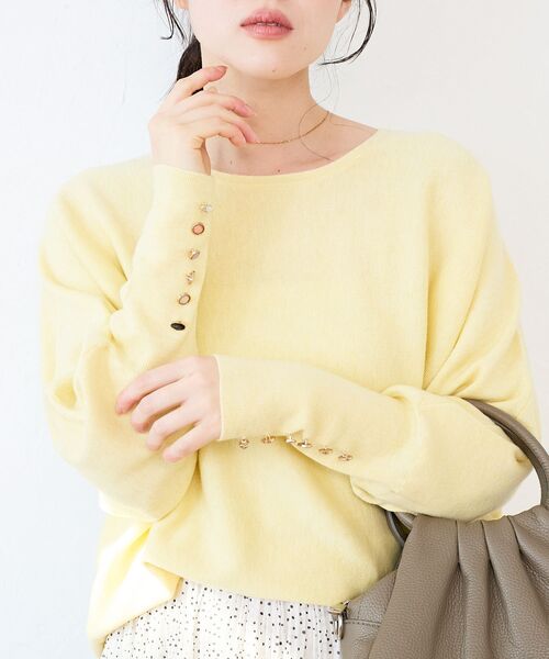 le.coeur blanc(ルクールブラン)の「《手洗い可能》ジュエリーボタンスリーブニット(ニット/セーター・レディース・アイボリー/グレー/レッド系その他/ダークブラウン/ライトグレー/ブラック/イエロー・38)」の20枚目の写真