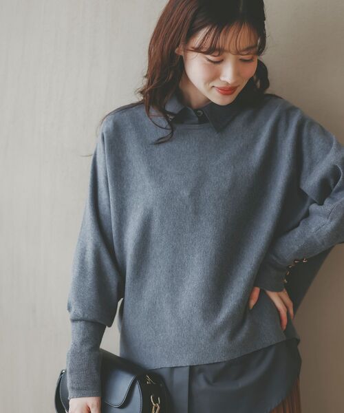 le.coeur blanc(ルクールブラン)の「《手洗い可能》ジュエリーボタンスリーブニット(ニット/セーター・レディース・アイボリー/グレー/レッド系その他/ダークブラウン/ライトグレー/ブラック/イエロー・38)」の8枚目の写真