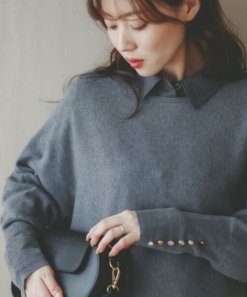 le.coeur blanc ジュエリーボタンニット 38 le.coeur blanc（ルクールブラン） ニット セーター 「手洗い可能