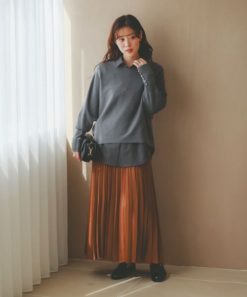 le.coeur blanc(ルクールブラン)の「《手洗い可能》ジュエリーボタンスリーブニット(ニット/セーター・レディース・アイボリー/グレー/レッド系その他/ダークブラウン/ライトグレー/ブラック/イエロー・38)」の12枚目の写真