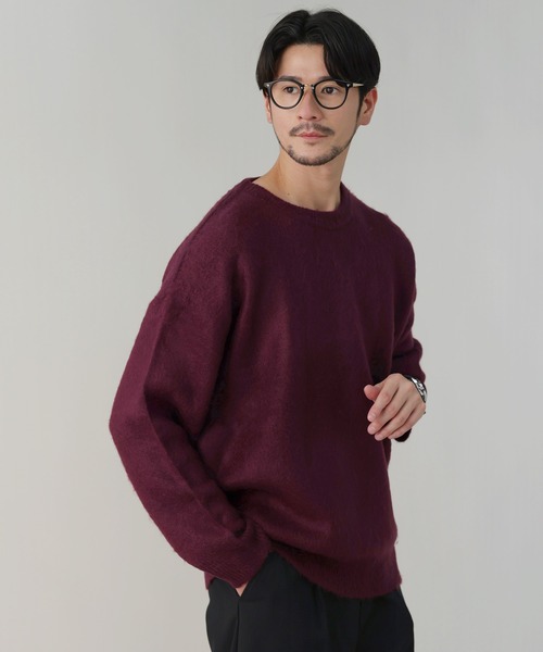 LIL VENDARS(リルヴェンダース)の「Buyer's Select / モヘアタッチ無地アクリルクルーネックニット(ニット/セーター・メンズ・ホワイト/ワイン/ブラック/ベージュ/チャコール・L/M)」の1枚目の写真