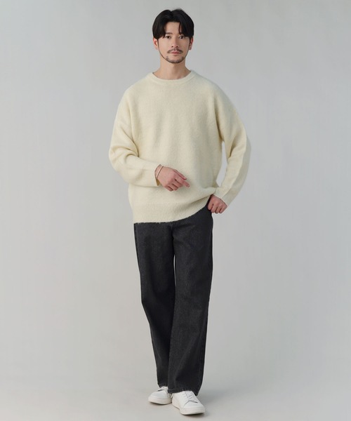 LIL VENDARS(リルヴェンダース)の「Buyer's Select / モヘアタッチ無地アクリルクルーネックニット(ニット/セーター・メンズ・ホワイト/ワイン/ブラック/ベージュ/チャコール・L/M)」の7枚目の写真
