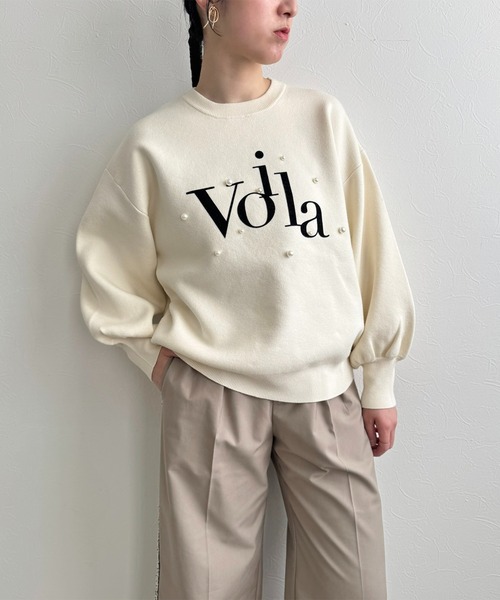 LHELBIE(レルビエ)の「【洗える】パール+ロゴニットトップス(ニット/セーター・レディース・ブラック/アイボリー/ネイビー・M)」の13枚目の写真