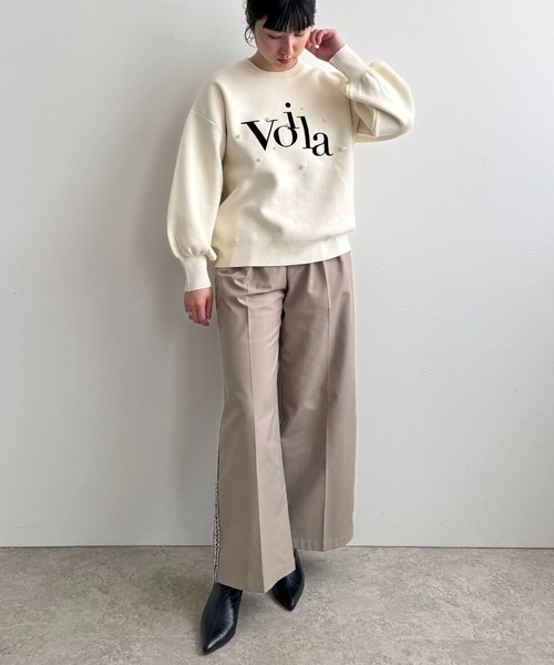 LHELBIE(レルビエ)の「【洗える】パール+ロゴニットトップス(ニット/セーター・レディース・ブラック/アイボリー/ネイビー・M)」の14枚目の写真