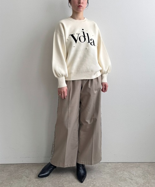 LHELBIE(レルビエ)の「【洗える】パール+ロゴニットトップス(ニット/セーター・レディース・ブラック/アイボリー/ネイビー・M)」の15枚目の写真