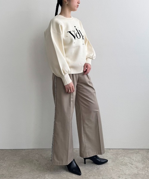 LHELBIE(レルビエ)の「【洗える】パール+ロゴニットトップス(ニット/セーター・レディース・ブラック/アイボリー/ネイビー・M)」の16枚目の写真