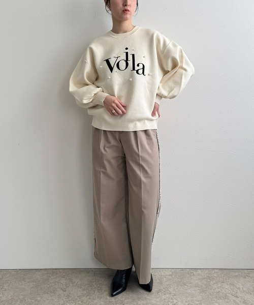 LHELBIE(レルビエ)の「【洗える】パール+ロゴニットトップス(ニット/セーター・レディース・ブラック/アイボリー/ネイビー・M)」の18枚目の写真