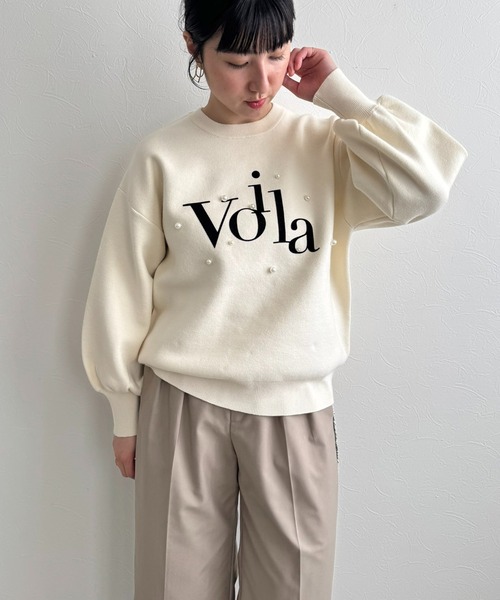 LHELBIE(レルビエ)の「【洗える】パール+ロゴニットトップス(ニット/セーター・レディース・ブラック/アイボリー/ネイビー・M)」の20枚目の写真