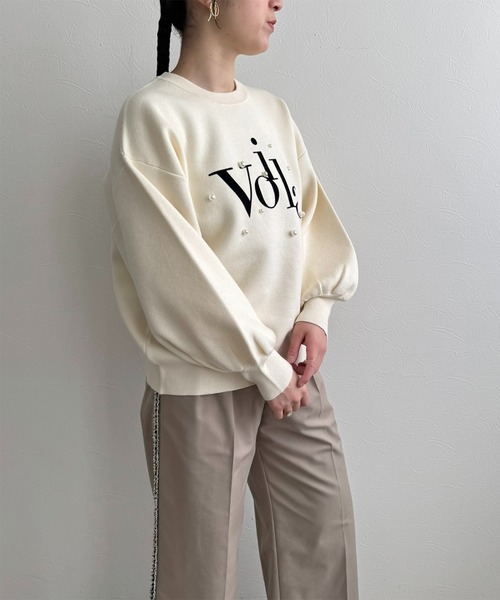 LHELBIE(レルビエ)の「【洗える】パール+ロゴニットトップス(ニット/セーター・レディース・ブラック/アイボリー/ネイビー・M)」の22枚目の写真