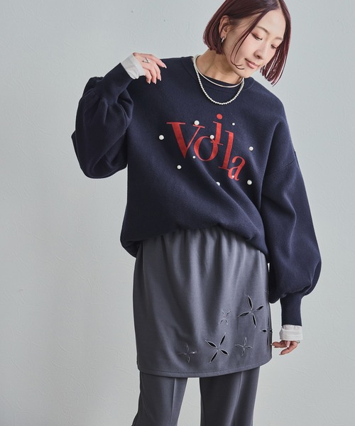 LHELBIE(レルビエ)の「【洗える】パール+ロゴニットトップス(ニット/セーター・レディース・ブラック/アイボリー/ネイビー・M)」の12枚目の写真
