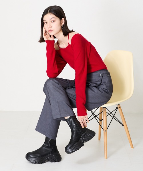 MISCH MASCH(ミッシュマッシュ)の「軽量 厚底 スニーカーソール ショートブーツ 41412(ブーツ・レディース・ブラック/ホワイト/レッド・LL/L/M/S)」の18枚目の写真