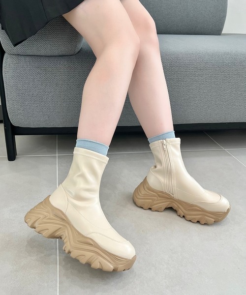 軽量 厚底 スニーカーソール ショートブーツ 41412（ブーツ