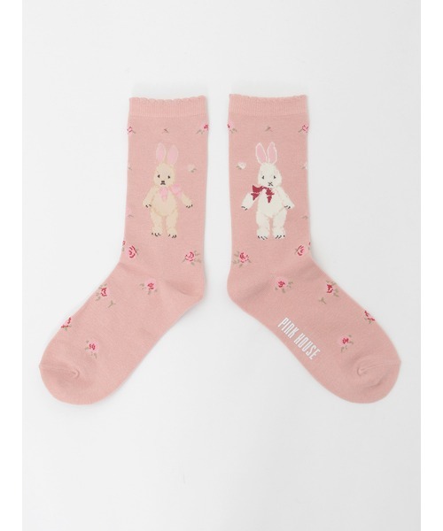 バラ園うさぎソックス（ソックス/靴下）｜PINK HOUSE（ピンクハウス