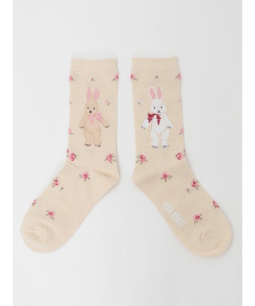 バラ園うさぎソックス（ソックス/靴下）｜PINK HOUSE（ピンクハウス