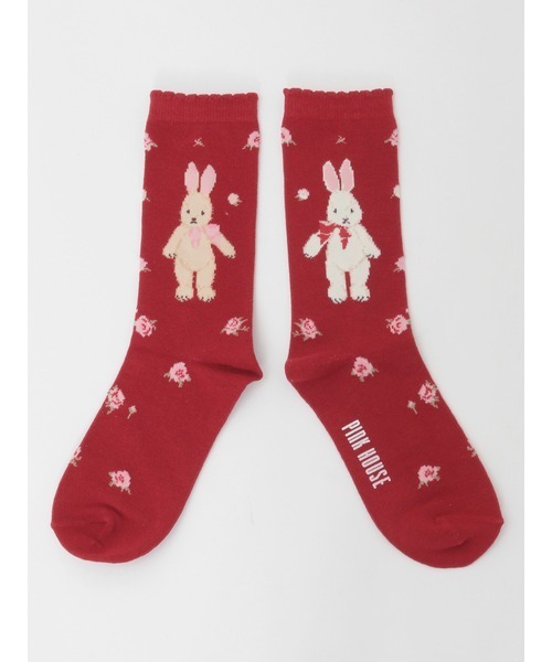 バラ園うさぎソックス（ソックス/靴下）｜PINK HOUSE（ピンクハウス