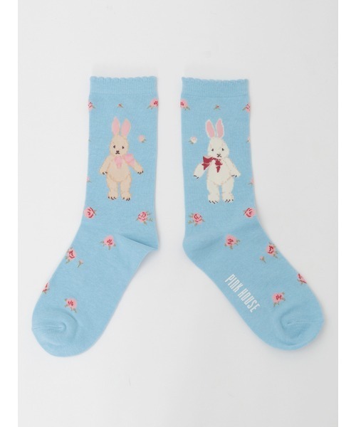 バラ園うさぎソックス（ソックス/靴下）｜PINK HOUSE（ピンクハウス