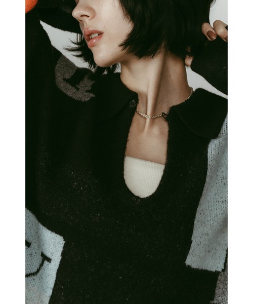 Knuth Marf（クヌースマーフ）の「K design knit pullover(unisex)（ニット/セーター・レディース・ブラック/グレー・FREE）」の22枚目の写真