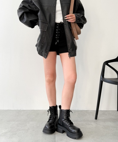 WEGO（ウィゴー）の「WEGO/レースアップショートブーツ（ブーツ・レディース・ブラック・LARGE/SMALL/MEDIUM）」の10枚目の写真